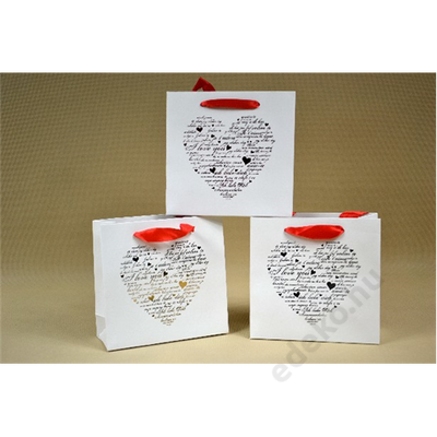 DÍSZTASAK 14,5*15*6CM FEHÉR SZÍVES-SZÖVEGES- (E487204)